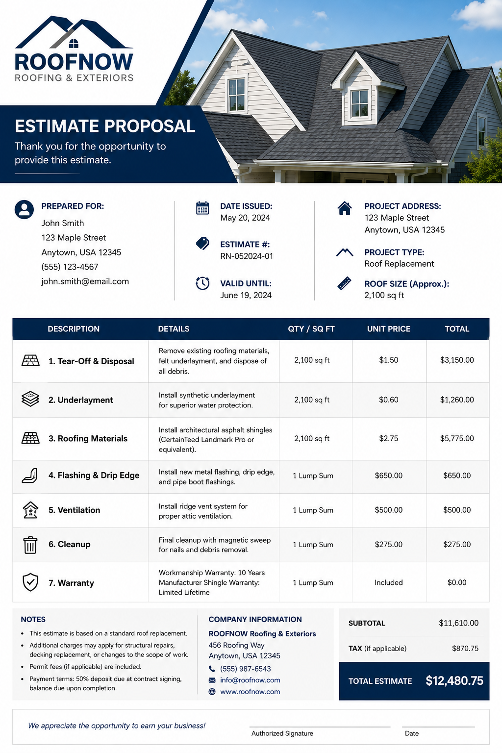 ROOFNOW proposal mockup preview